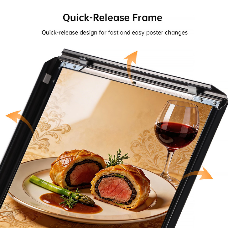 2x A2 Poster Stand - Double Sided Black With 32mm Heavy Duty Snap Frame