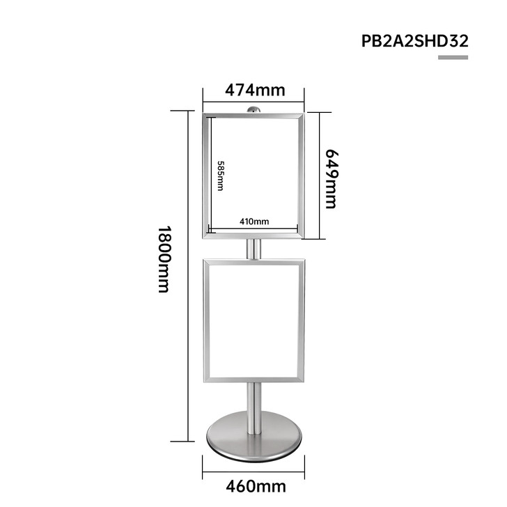 2x A2 Poster Stand - Single Sided With 32mm Heavy Duty Snap Frame