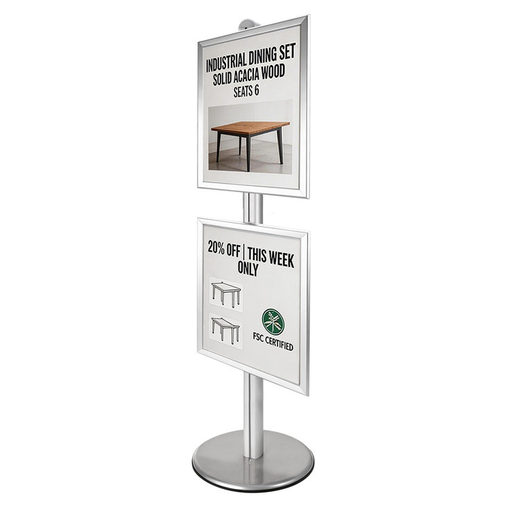 2x A2 Poster Stand - Single Sided With 32mm Heavy Duty Snap Frame