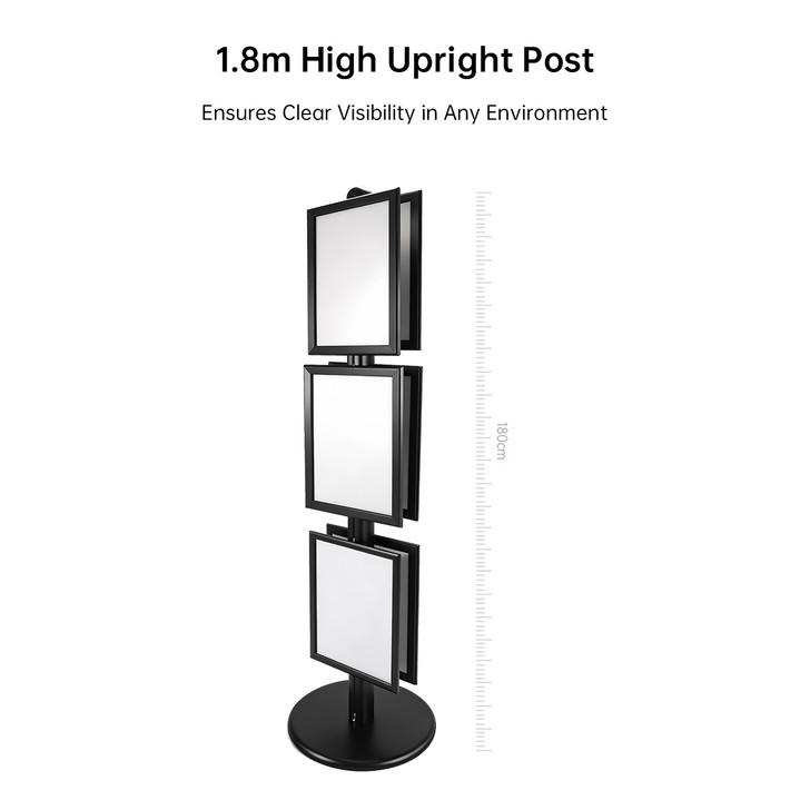 3x A3 Poster Stand - Double Sided Black With 32mm Heavy Duty Snap Frame
