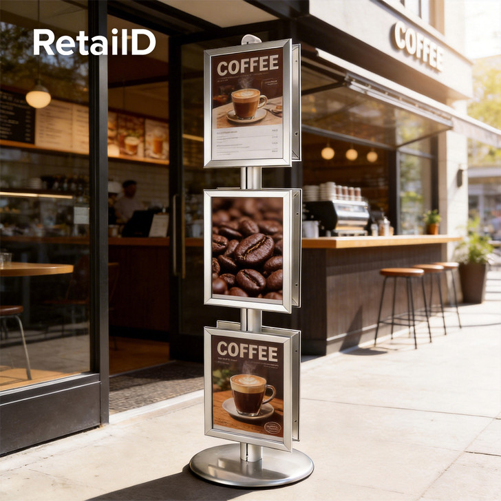 3x A3 Poster Stand - Double Sided With 32mm Heavy Duty Snap Frame