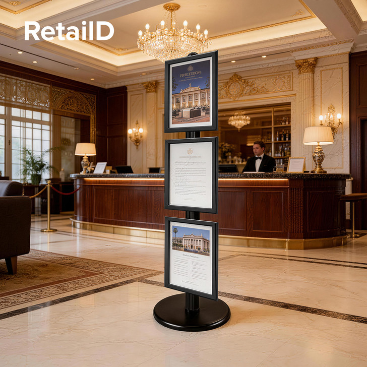 3x A3 Poster Stand- Single Sided Black With 32mm Heavy Duty Snap Frame