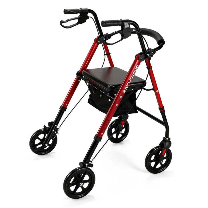 SectorCare LiteRoll Aluminium Rollator Walker - Red