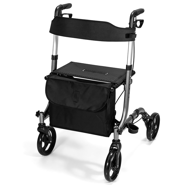 SectorCare ComfortRoll Rollator Walker with Backrest - Grey