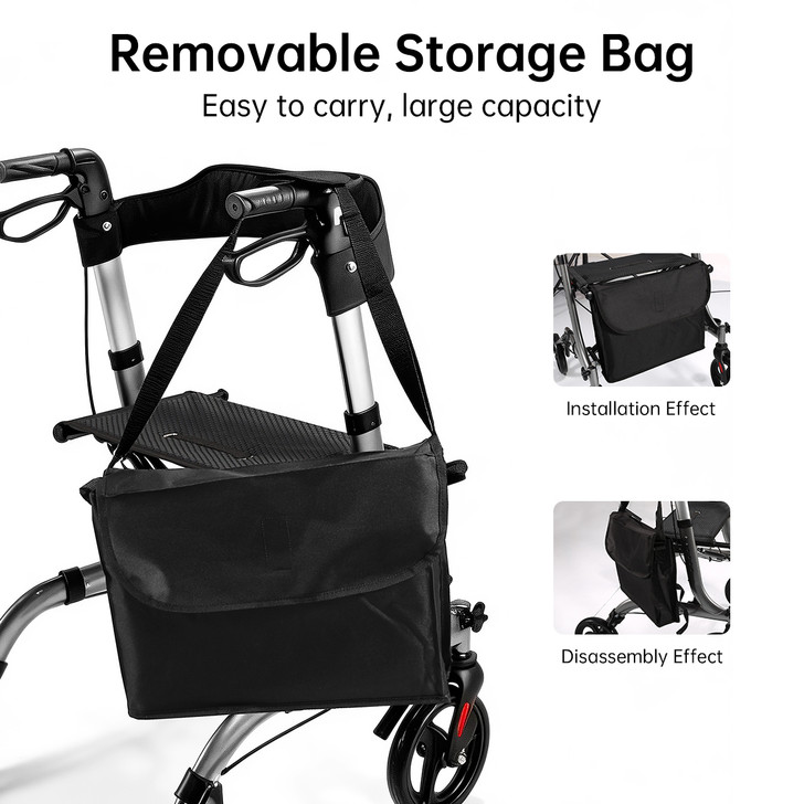 SectorCare ComfortRoll Rollator Walker with Backrest - Grey