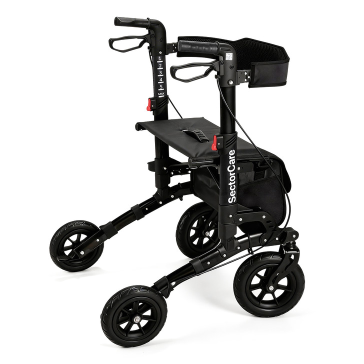 SectorCare TrailGlide Suspension Rollator Walker - Black