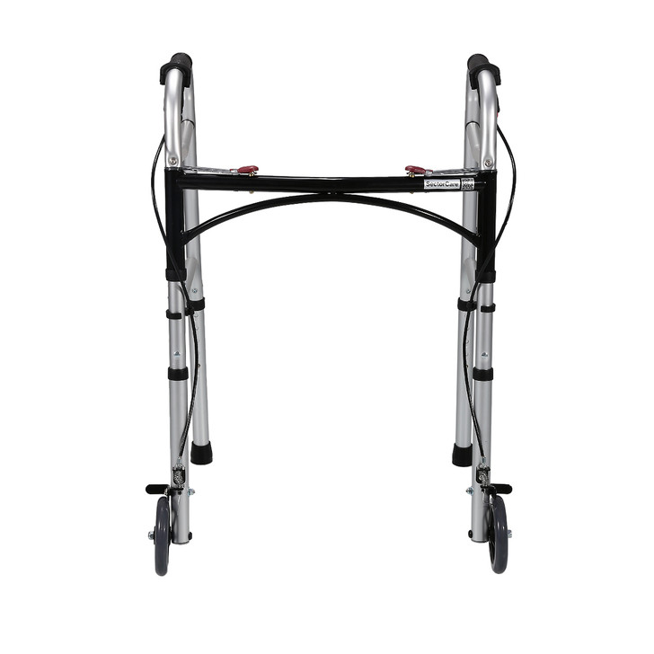 Foldable Aluminium Walker with Wheels and Hand Brakes
