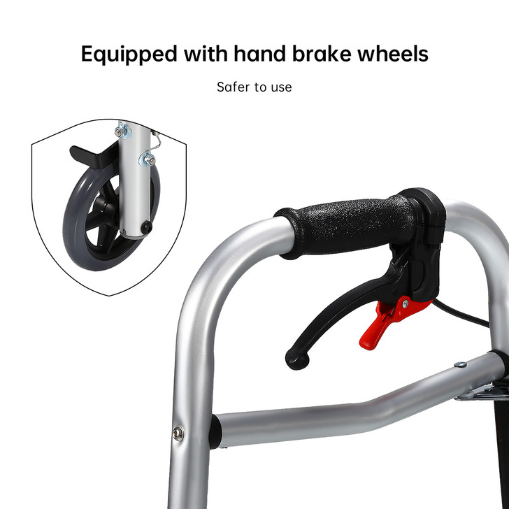 SectorCare Foldable Aluminium Walker with Wheels and Hand Brakes
