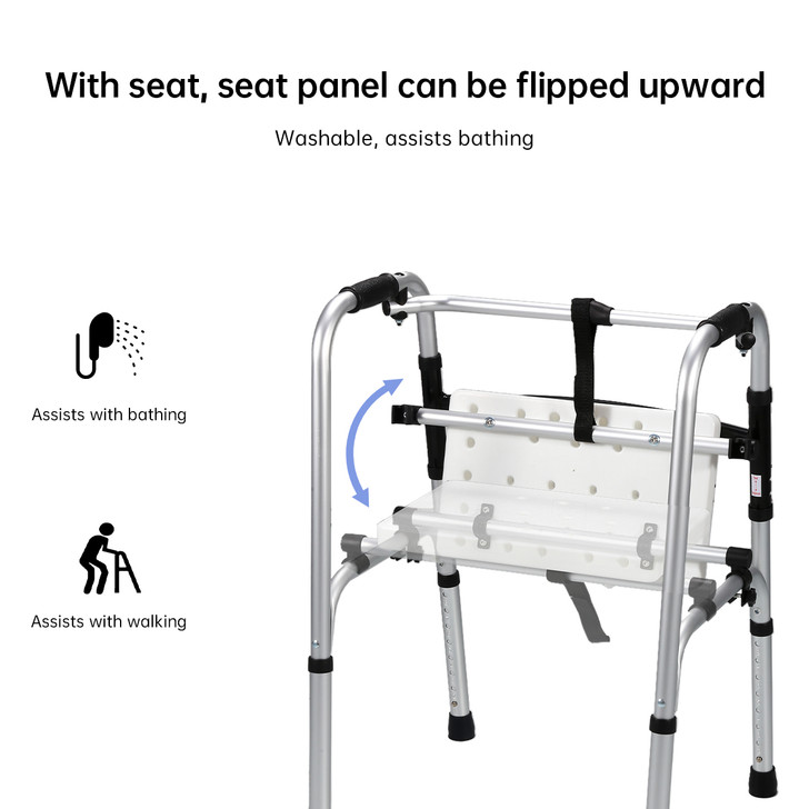 Foldable Aluminium Walker with Detachable Seat
