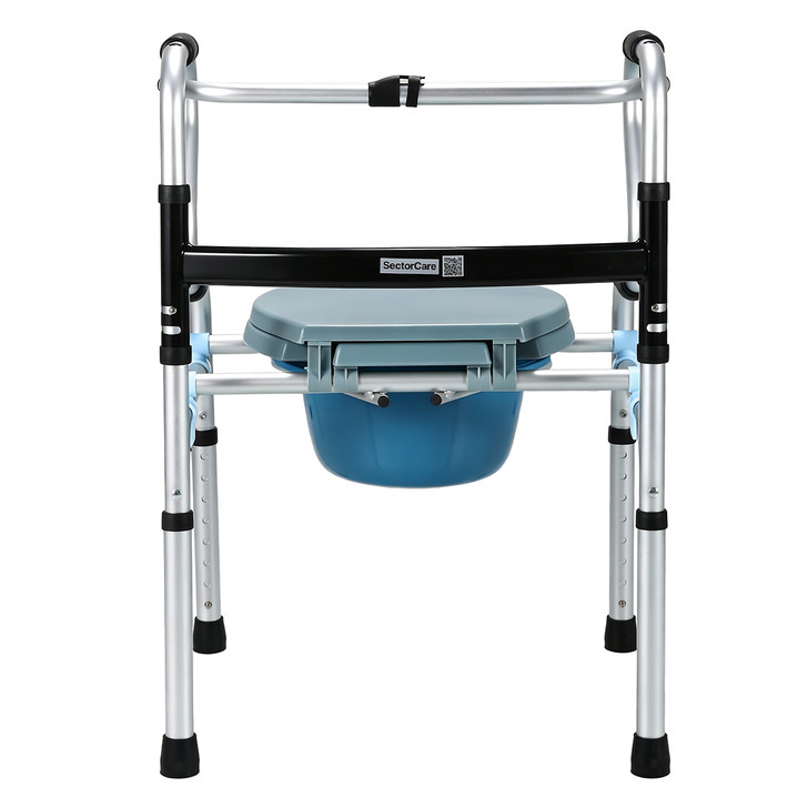 3-in-1 Folding Shower Chair, Commode and Walker – Blue