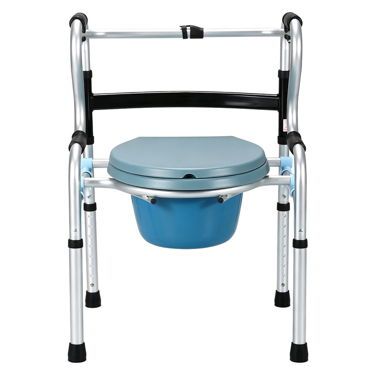 3-in-1 Folding Shower Chair, Commode and Walker – Blue