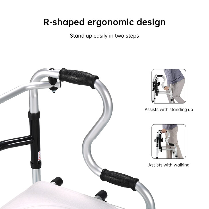 3-in-1 Folding Shower Chair, Commode and Walker – White