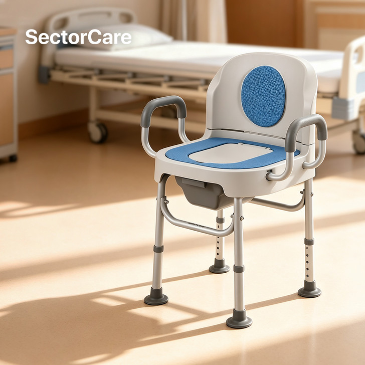 Lightweight Aluminium Commode Chair with Removable Armrests