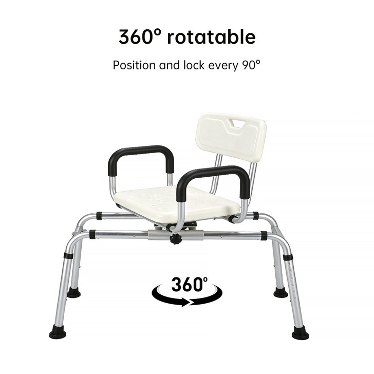 360° Swivel Transfer Shower Chair with Armrests