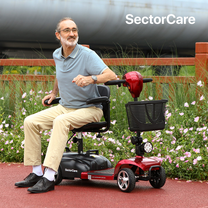 SectorCare Compact Mobility Scooter - Red