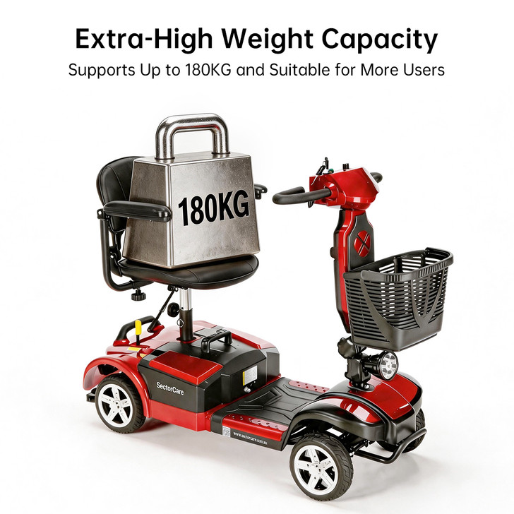 SectorCare Comfort Pro Mobility Scooter - Red