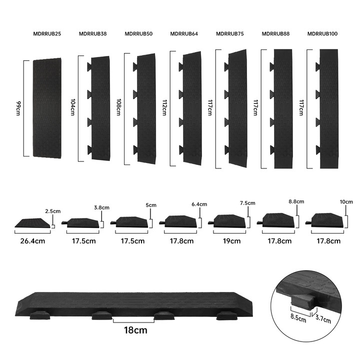 Modular Recycled Rubber Threshold Ramp 25mm