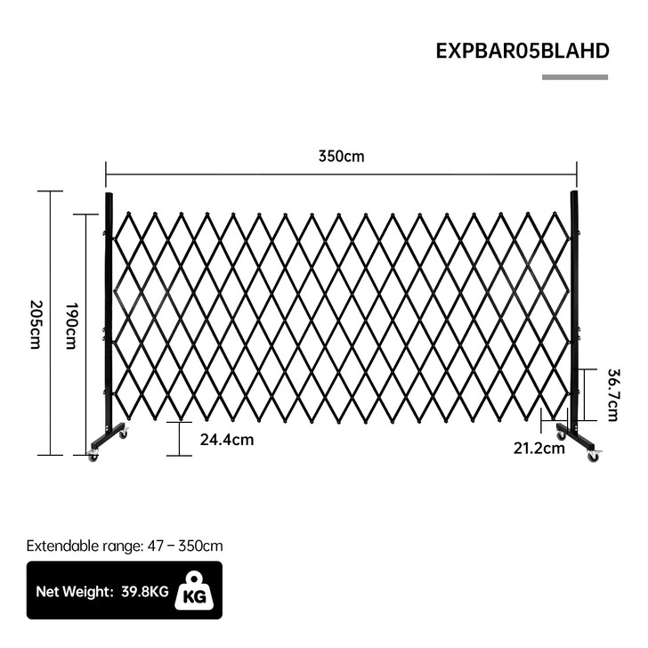 Expandable Barrier - Black 3.5m
