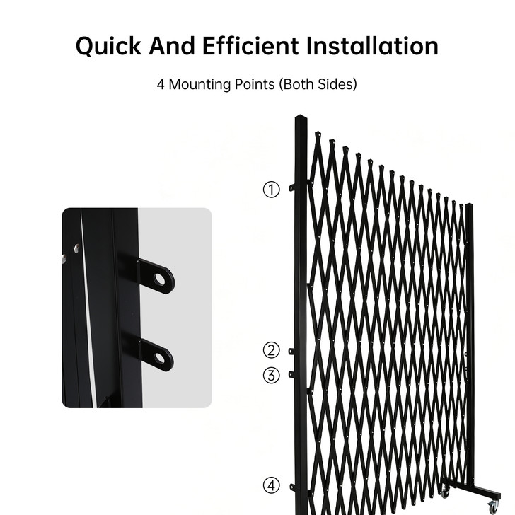 Heavy Duty 2m High Expandable Barrier – Black – 3.5m