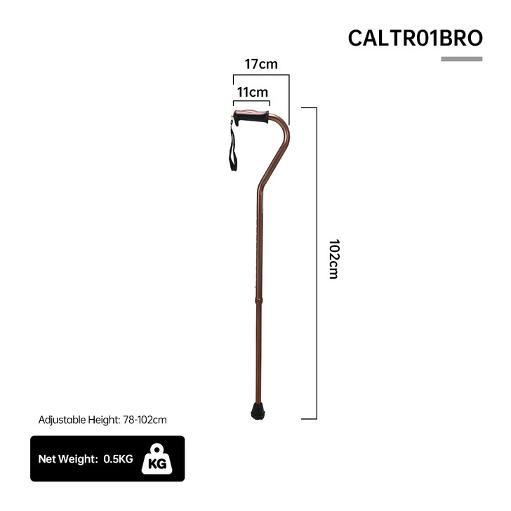 SectorCare Large Rubber Tip Adjustable Walking Cane - Bronze