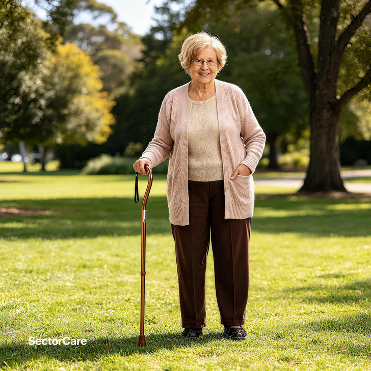 SectorCare Large Rubber Tip Adjustable Walking Cane - Bronze