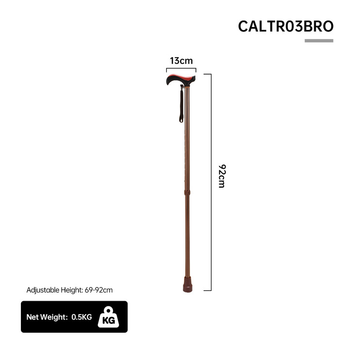 SectorCare Adjustable Walking Cane with TPR Grip - Bronze