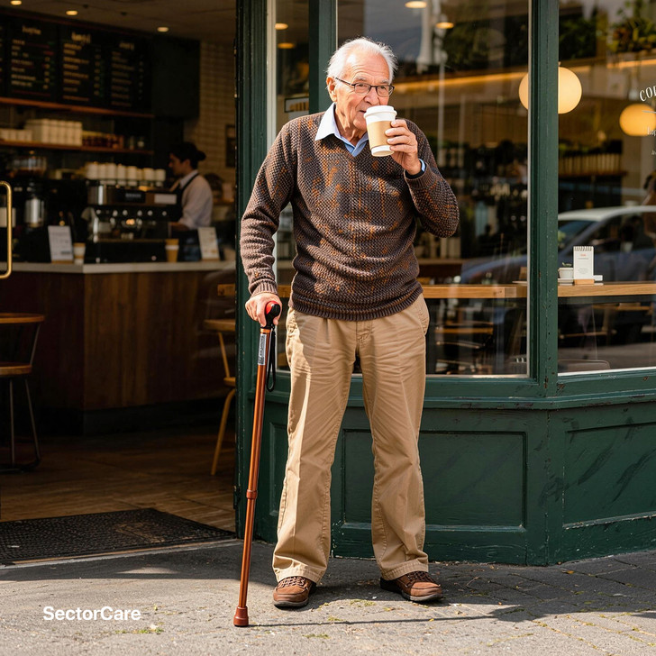 SectorCare Adjustable Walking Cane with TPR Grip - Bronze