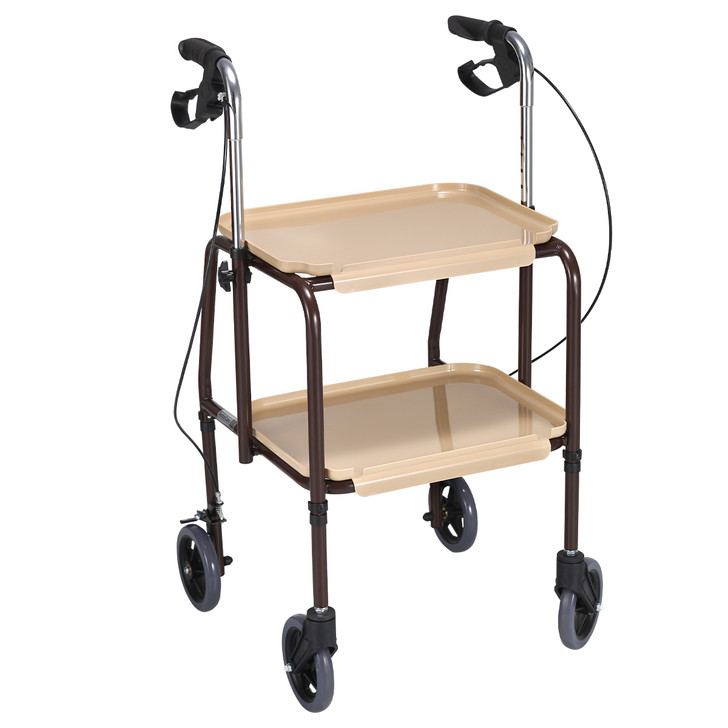SectorCare Height-Adjustable Indoor Walker Trolley with Two Trays