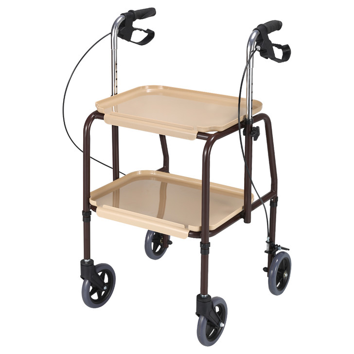 SectorCare Height-Adjustable Indoor Walker Trolley with Two Trays
