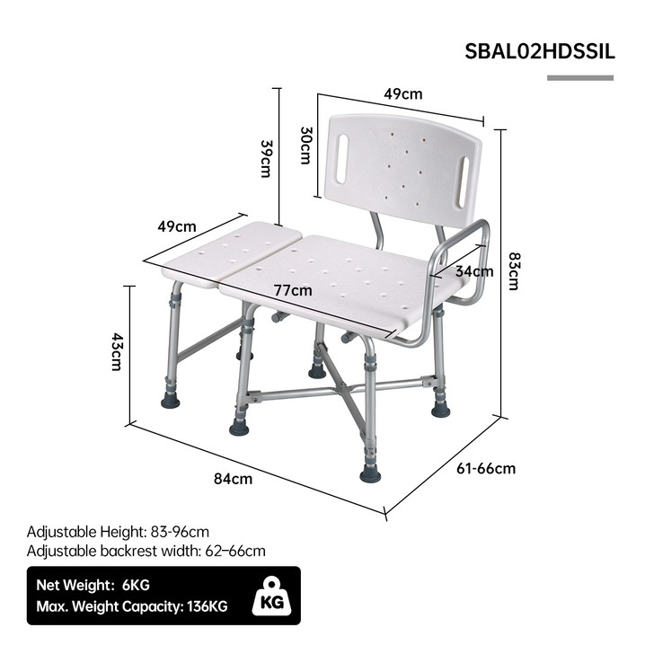 SectorCare Heavy Duty Transfer Bath Bench with Backrest