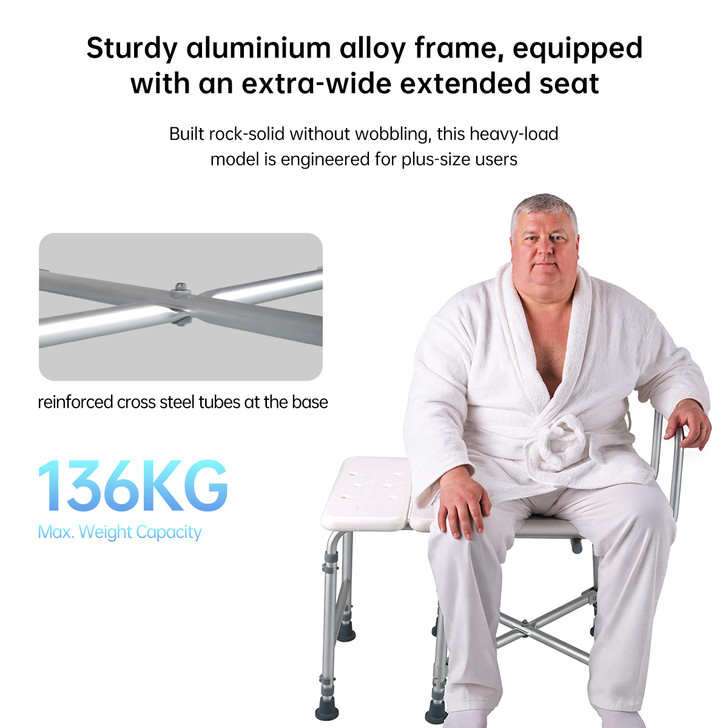 SectorCare Heavy Duty Transfer Bath Bench with Backrest