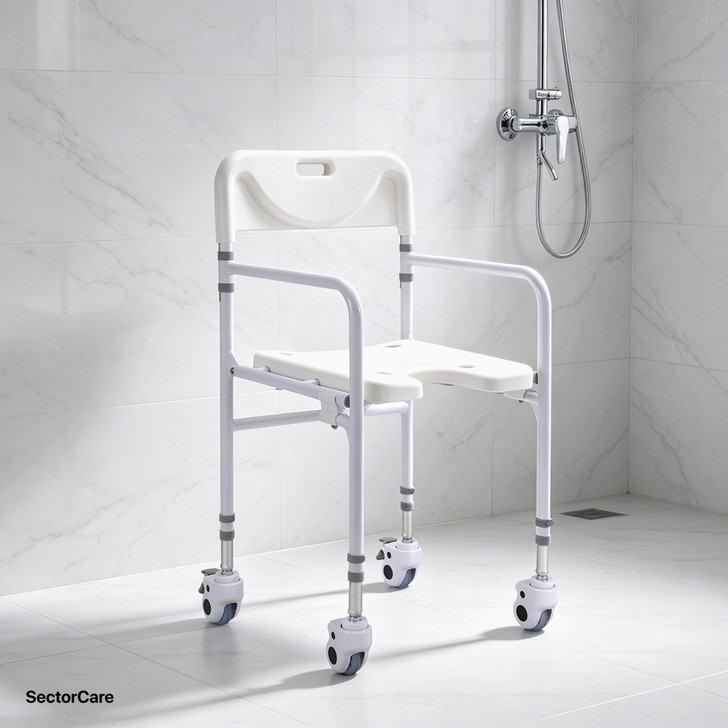 SectorCare Foldable Shower Chair with Backrest and Handles