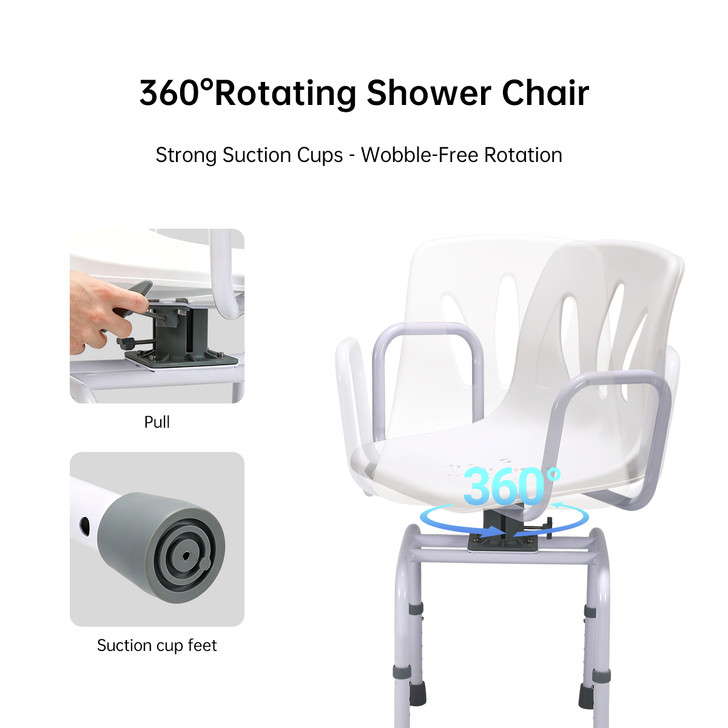 SectorCare 360° Swivel Shower Chair with Backrest and Handles