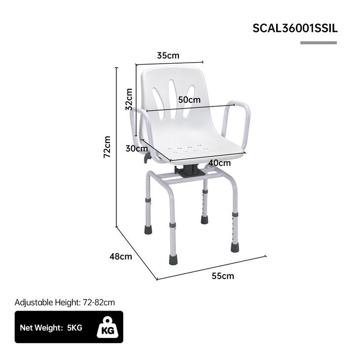 SectorCare 360° Swivel Shower Chair with Backrest and Handles