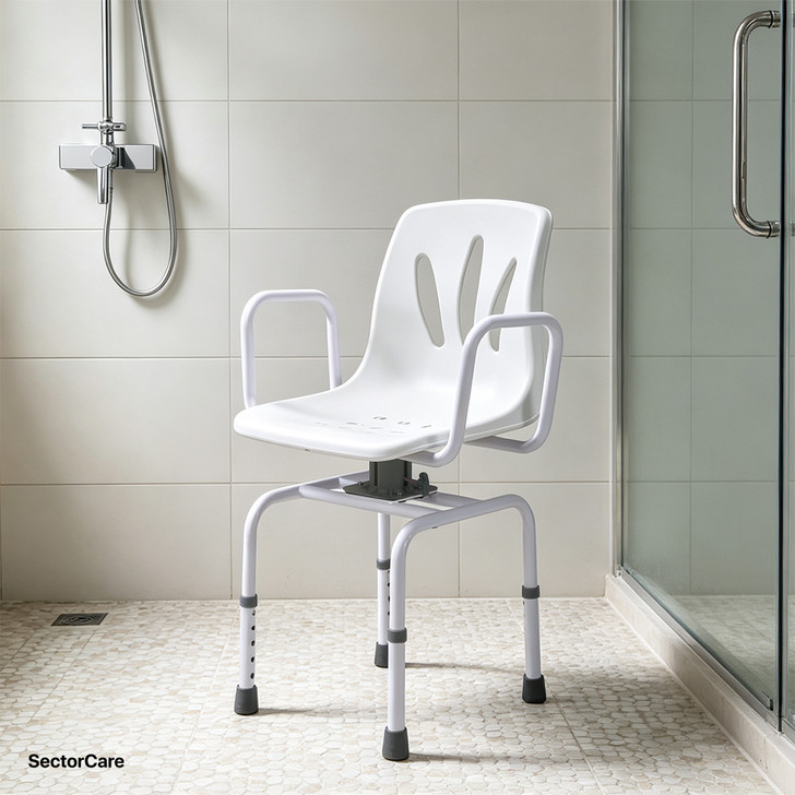 SectorCare 360° Swivel Shower Chair with Backrest and Handles