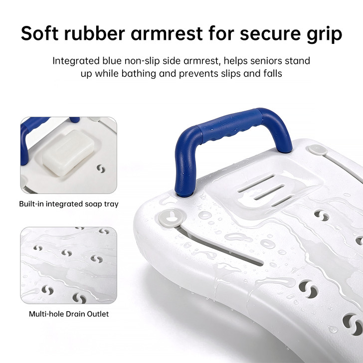 SectorCare Adjustable Bath Board with Soft Grip Handle