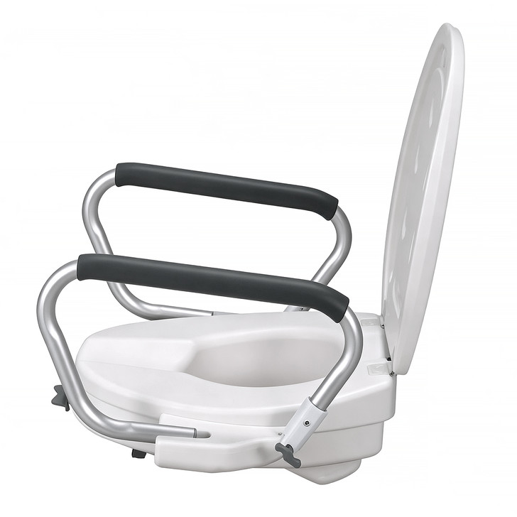 SectorCare Raised Toilet Seat with Flip-Up Armrests