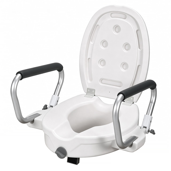SectorCare Raised Toilet Seat with Flip-Up Armrests