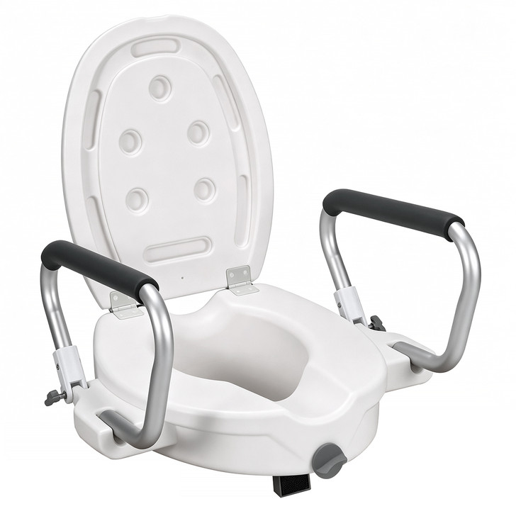 SectorCare Raised Toilet Seat with Flip-Up Armrests