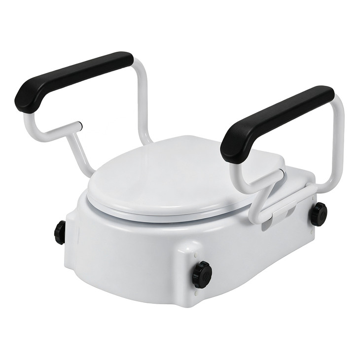 SectorCare Height-Adjustable Raised Toilet Seat with Flip-Up Armrests