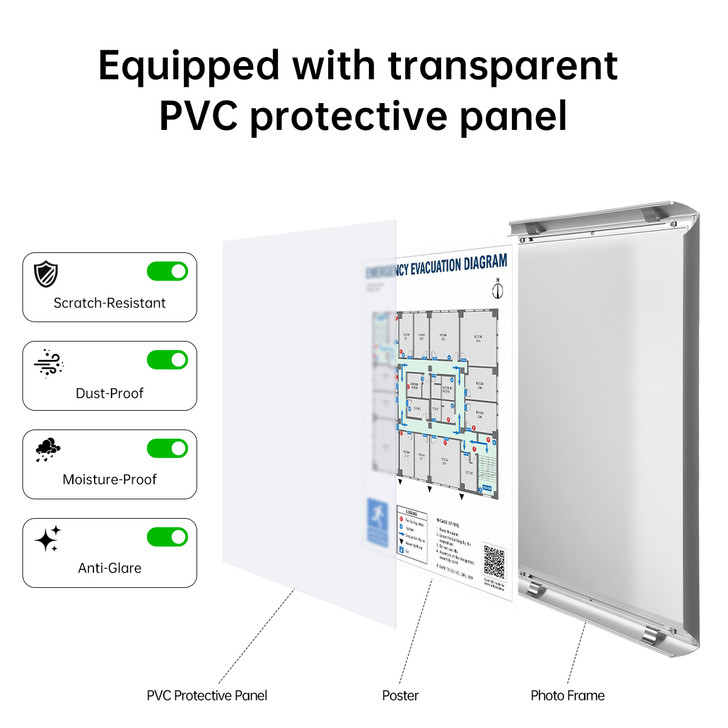 A3 Snap Frame 25mm Silver Aluminium Poster Frame Anti Glare Cover