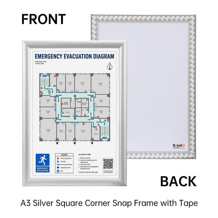 A3 Snap Frame 25mm Silver Aluminium Poster Frame Anti Glare Cover