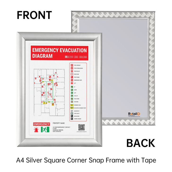 A4 Snap Frame 25mm Silver Aluminium Poster Frame with 3M Tape
