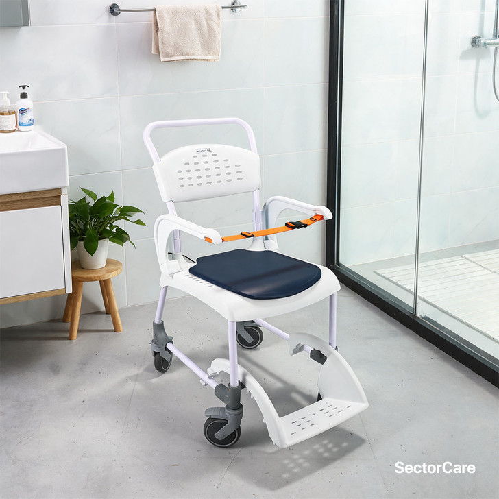SectorCare Mobile Shower Commode Chair 4 in 1 with 136kg Capacity White