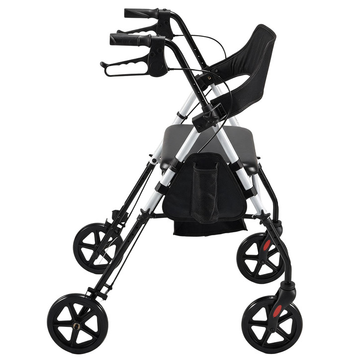 SectorCare Foldable 4 Wheel Rollator Walker with Seat 136kg White