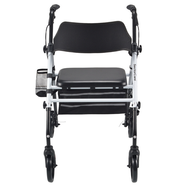 SectorCare Foldable 4 Wheel Rollator Walker with Seat 136kg White