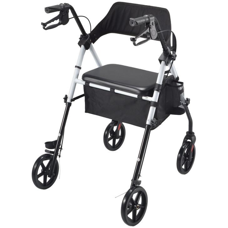 SectorCare Foldable 4 Wheel Rollator Walker with Seat 136kg White