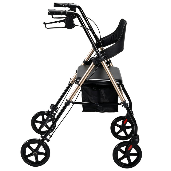 SectorCare Foldable 4 Wheel Rollator Walker with Seat 136kg Champagne