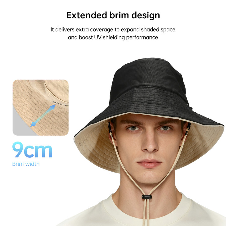 Safety Sector Reversible Wide Brim Bucket Hat 100% Cotton White Black