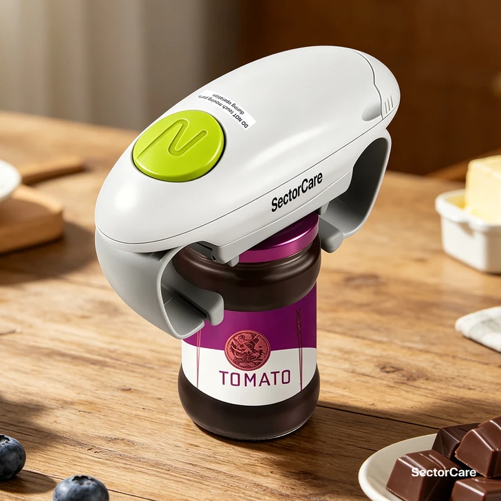 SectorCare Automatic Electric Jar Opener Fits 2.5 to 10cm Lids White